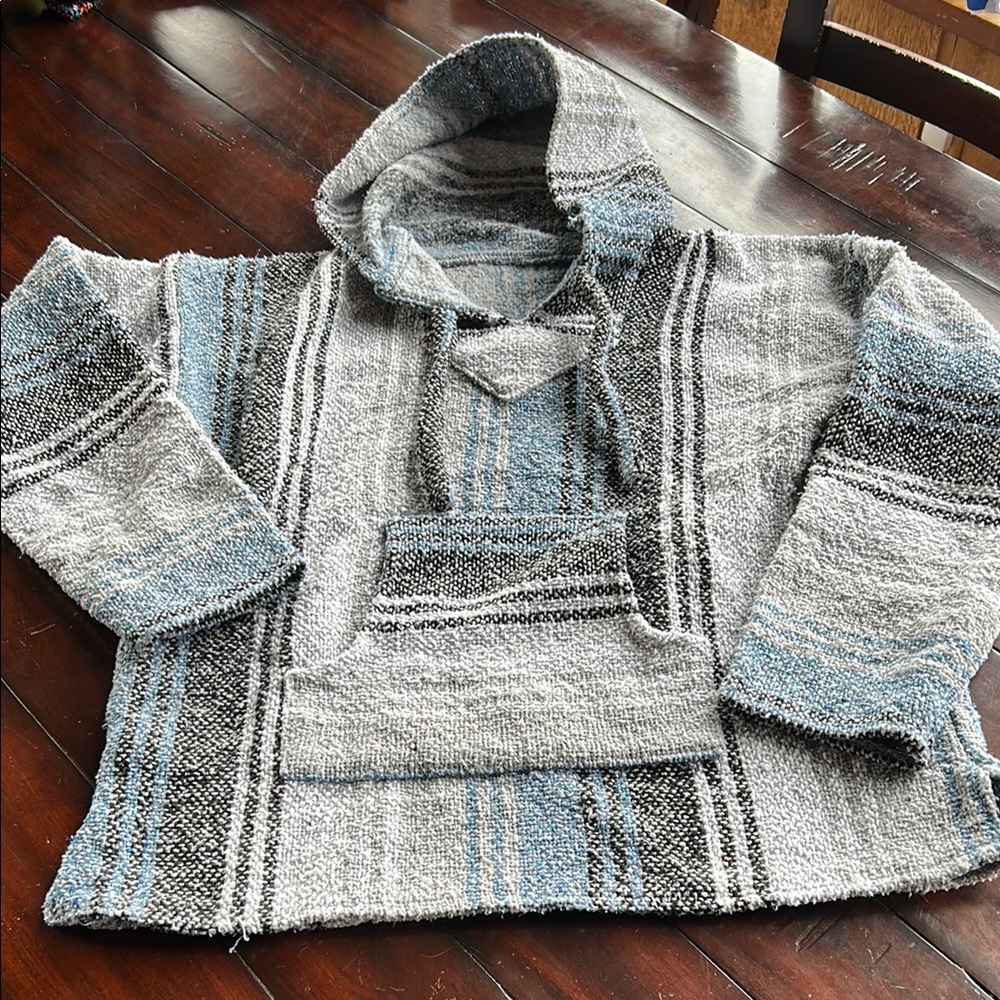 Mexican blanket Baja hoodie, poncho